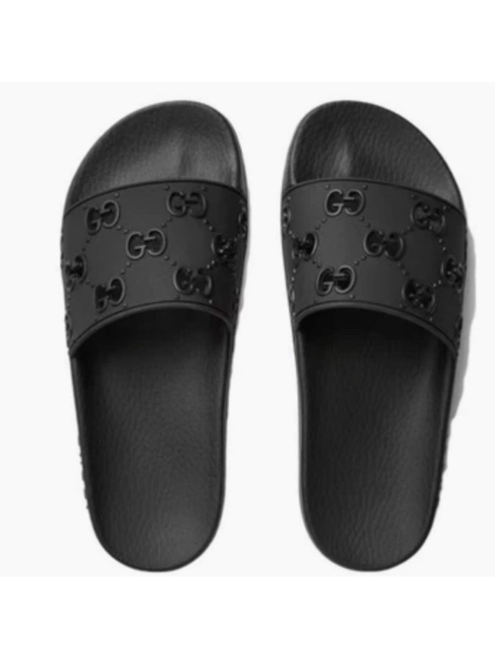 Gucci Black Slides with cut out logo Size 38